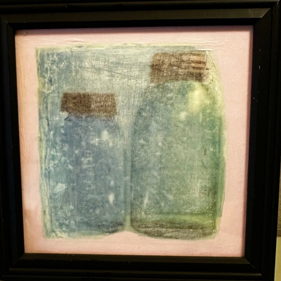 Original mixed media in 12" square solid wood frame - Picture 2 of 4